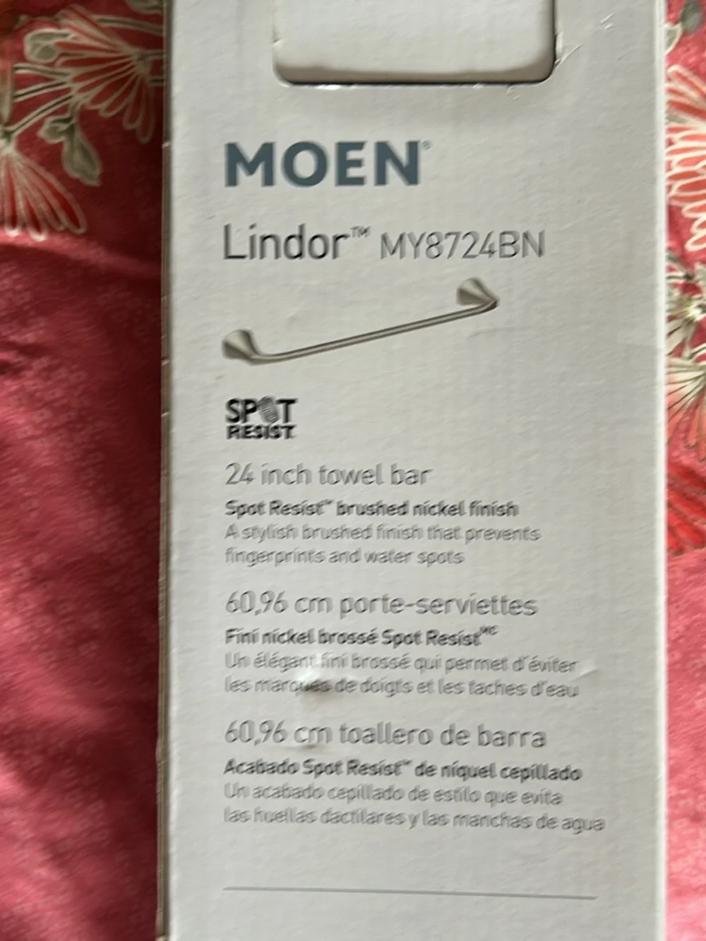 Moen Lindor 24-inch Towel Bar in Brushed Nickel Spot-Free Finish